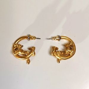 Gold Toned Tigger Hoop Earrings